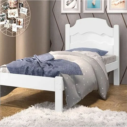 Cama Iris de Solteiro 100% MDF Cambel Branca