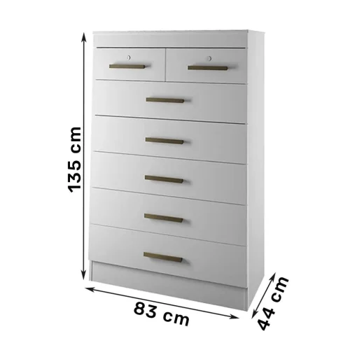 Cômoda BH 7 Gavetas Com Chave Minas Plac