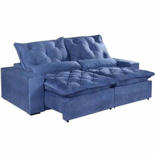 Sofá Elegance 3 Lugares Retrátil e Reclinável com Tecido Veludo de 200cm
