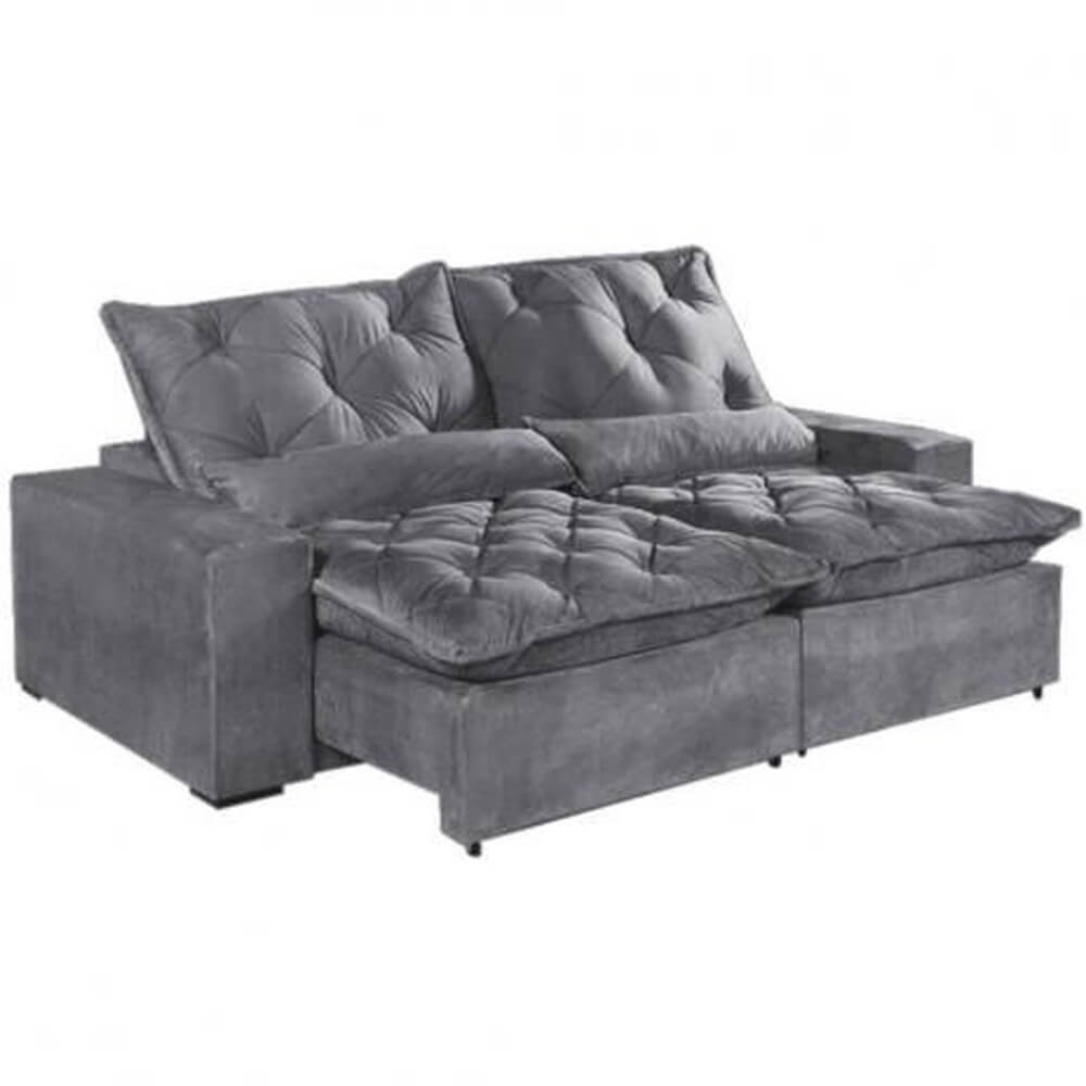 Sofá Elegance 3 Lugares Retrátil e Reclinável com Tecido Veludo de 200cm