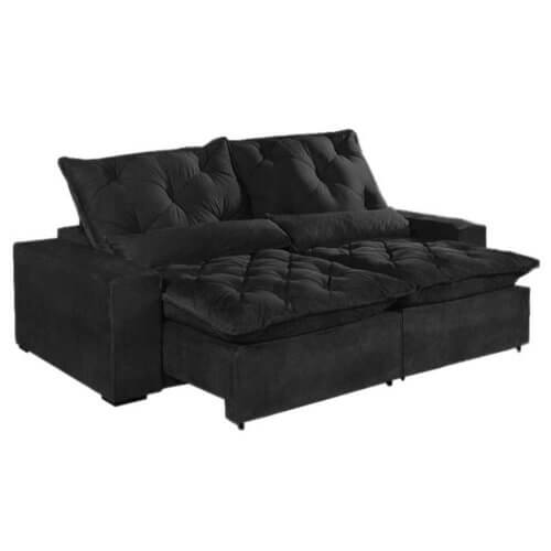 Sofá Elegance 3 Lugares Retrátil e Reclinável com Tecido Veludo de 200cm