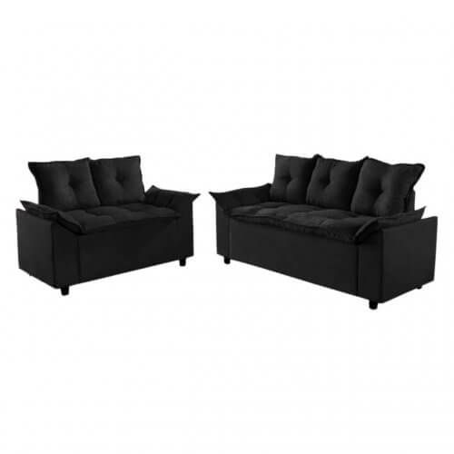 Conjunto de Sofá Liones com 2 e 3 Lugares Tecido Suede