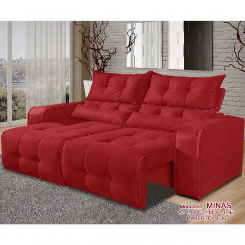 Sofá Minas 2 Lugares Retrátil e Reclinável Tecido Suede 180cm