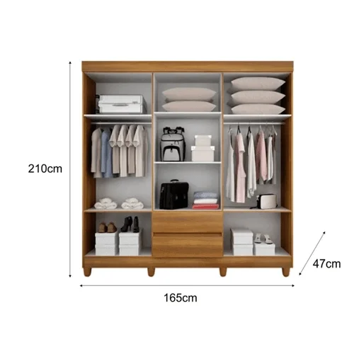 Guarda Roupa Porto SEM Espelho 6 Portas 2 Gavetas