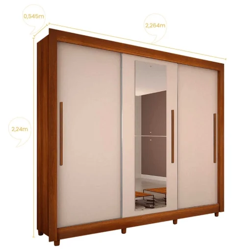 Guarda Roupa Tokio Casal com 3 Portas de Correr