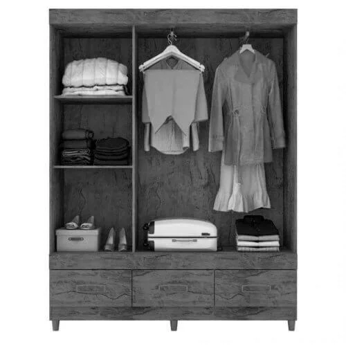 Guarda Roupa 20033 3 Portas 3 Gavetas Araplac Branco