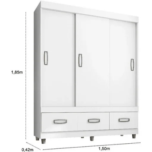 Guarda Roupa 20033 3 Portas 3 Gavetas Araplac Branco