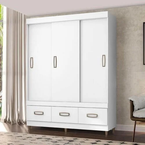 Guarda Roupa 20033 3 Portas 3 Gavetas Araplac Branco