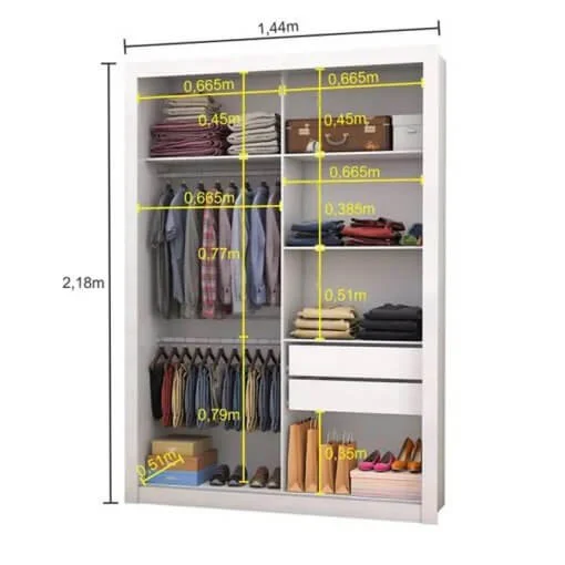 Guarda Roupa Roma 2 Portas com Espelho Branco