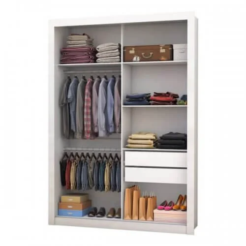 Guarda Roupa Roma 2 Portas com Espelho Branco