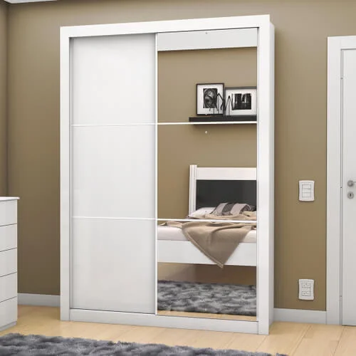 Guarda Roupa Roma 2 Portas com Espelho Branco