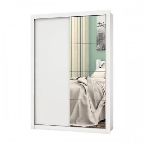 Guarda Roupa Roma 2 Portas com Espelho Branco