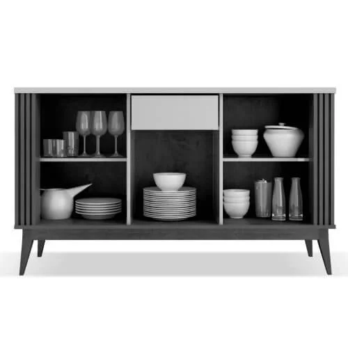 Buffet Argo Aparador 3 Portas EDN Móveis Cedro Off white