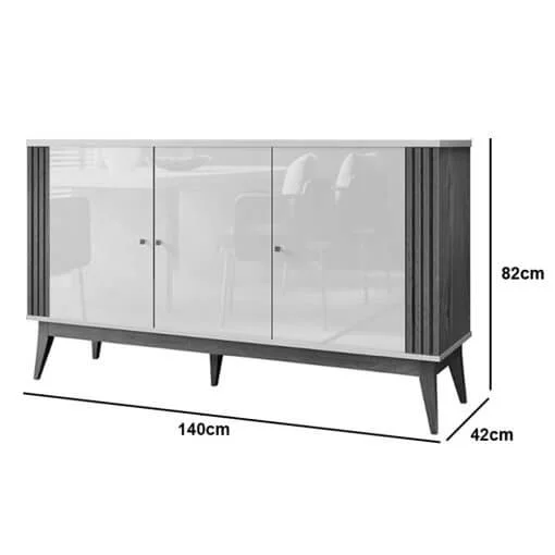 Buffet Argo Aparador 3 Portas EDN Móveis Cedro Off white
