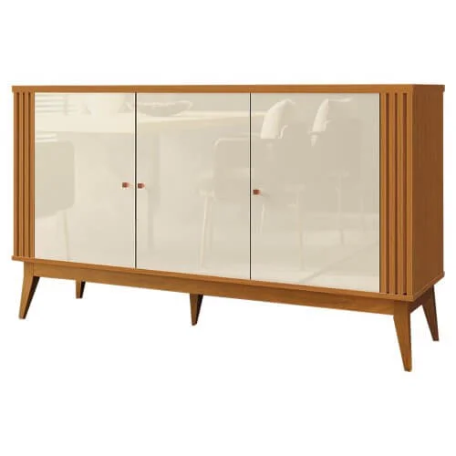 Buffet Argo Aparador 3 Portas EDN Móveis Cedro Off white