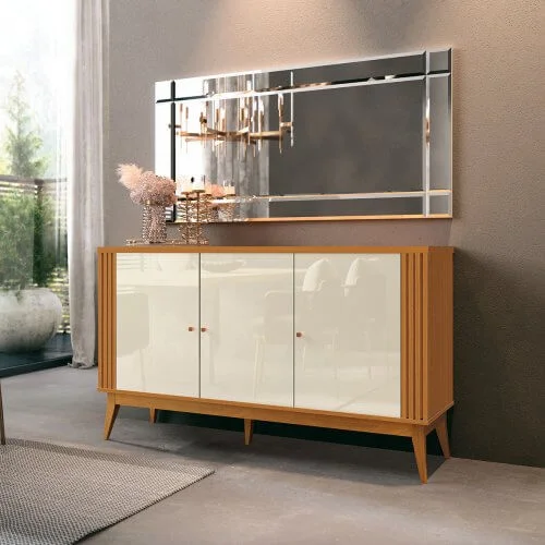 Buffet Argo Aparador 3 Portas EDN Móveis Cedro Off white