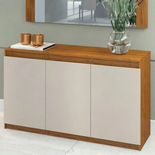 Aparador Buffet Onix Imbuia Off White Viero Móveis