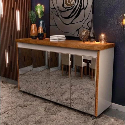Buffet Maria Aparador 4 Portas Espelhadas Minas Plac