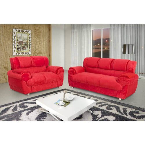 Conjunto de Sofá 7025 com 2 e 3 Lugares em Tecido Suede