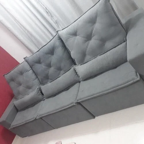 Sofá Castelo 6 Lugares Retrátil e Reclinável Tecido Suede 290cm