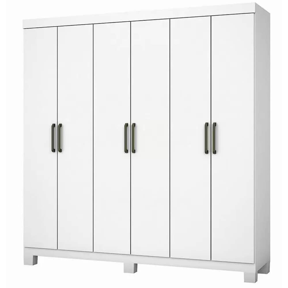 Guarda Roupa Recife Casal 6 Portas 2 Gavetas + Cama Box Casal Mônaco Conjugado Espuma Ortopédica