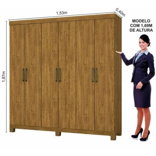Guarda Roupa Recife Casal 6 Portas 2 Gavetas + Cama Box Casal Mônaco Conjugado Espuma Ortopédica