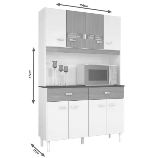 Cozinha Manu 8 Portas 2 Gavetas Compacta Poquema