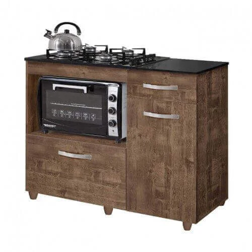 Balcão Para Cooktop Violeta 4 Bocas e Forno 2 Portas 1 Gaveta