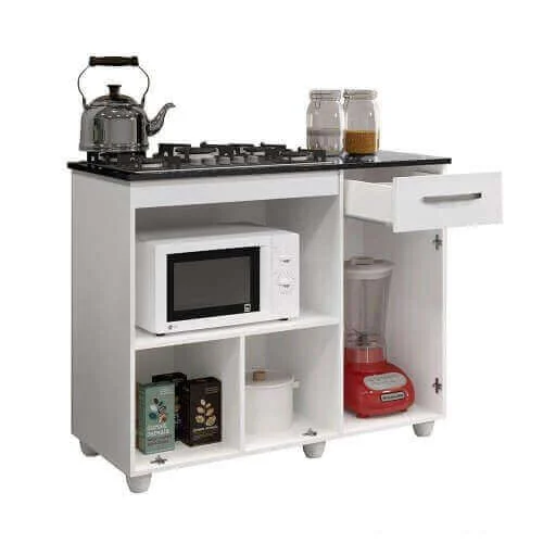 Balcão Para Cooktop Violeta 4 Bocas e Forno 2 Portas 1 Gaveta