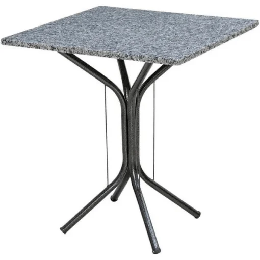 Mesa Pop Teixeira Tubular 4 cadeiras Tampo de Granito Cinza