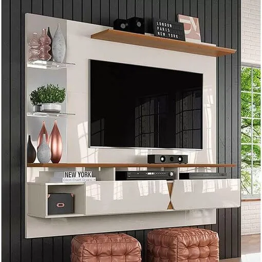 Painel Intense para TV até 55 Polegadas 2 Portas Lukaliam Damasco Off White