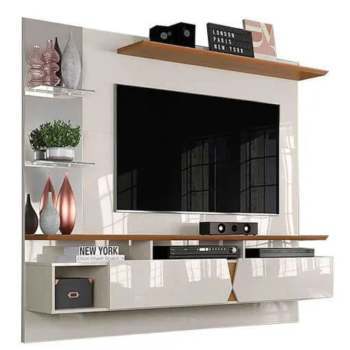 Painel Intense para TV até 55 Polegadas 2 Portas Lukaliam Damasco Off White