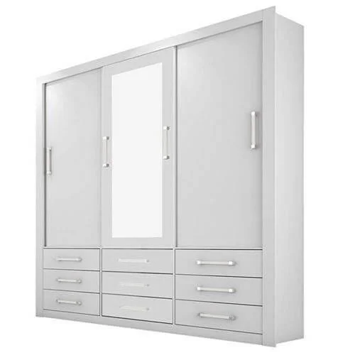 Guarda Roupa Casal Anjos 3 Portas 9 Gavetas com Espelho