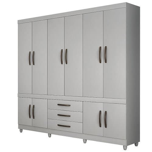 Guarda Roupa Parma Casal 10 Portas 3 Gavetas Salleto