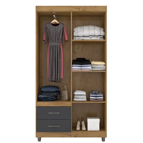 Guarda Roupa 2242 Solteiro 4 Portas 2 Gavetas Araplac