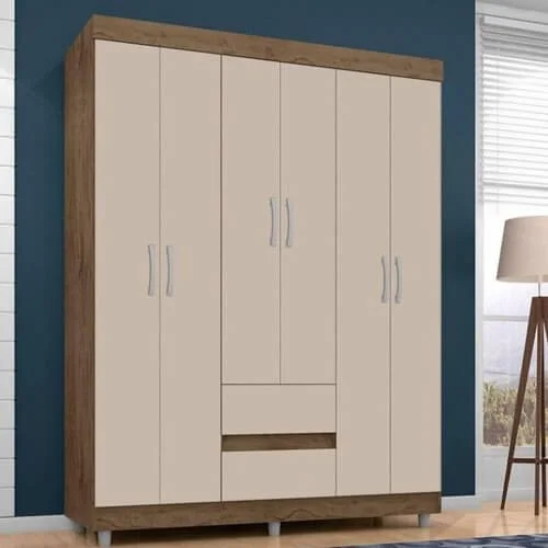 Guarda Roupa 620 Casal 6 Portas 2 Gavetas Araplac