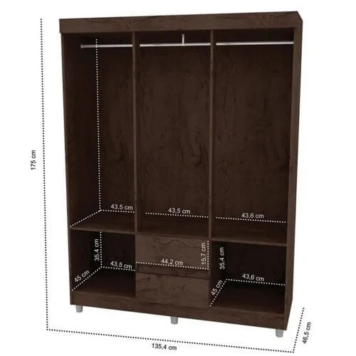 Guarda Roupa 620 Casal 6 Portas 2 Gavetas Araplac