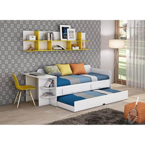 Sofá Cama Helena 3 Lugares com Escrivaninha Cimol Branco
