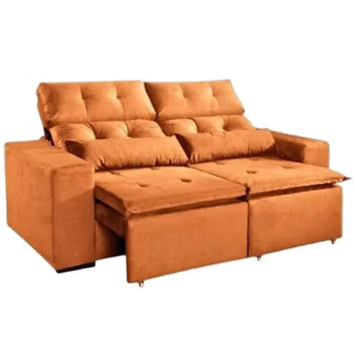 Sofá Ubá 3 Lugares Retrátil e Reclinável Tecido Suede 195cm Cobre