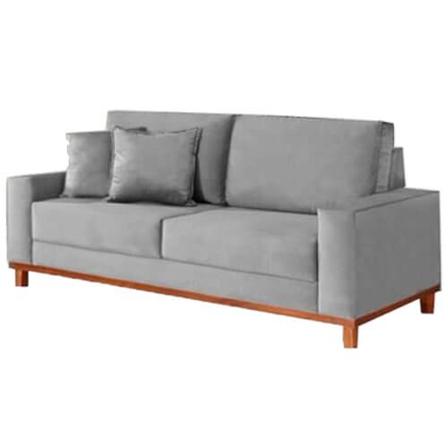 Sofá Grécia em Suede 4 Lugares Pé Madeira 212cm Aifos