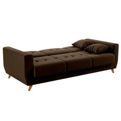 Sofá Cama Pamela 4 Lugares Reclinável com Baú 207cm Tecido Veludo Matrix