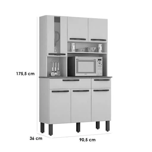 Armário de Cozinha Turim 6 Portas 2 Gavetas Salleto