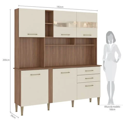 Armário de Cozinha Helena 6 Portas 2 Gavetas Fellicci