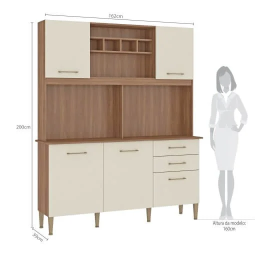 Armário de Cozinha Laura 5 Portas 2 Gavetas Fellicci