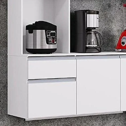 Cozinha Suspensa Mel 6 Portas 1 Gaveta Poquema Branco
