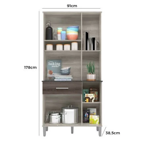 Armário de Cozinha Letícia 6 Portas 1 Gaveta Rud Rack
