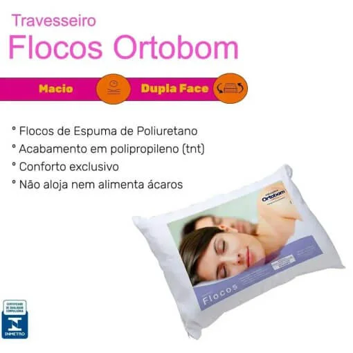 Travesseiro Ortobom com Flocos de Espuma