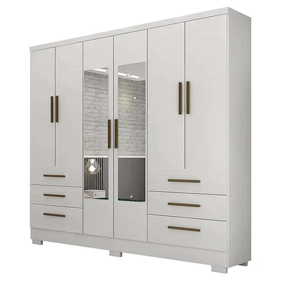 Guarda Roupa Encant Com Espelho Casal 6 Portas 6 Gavetas Novo Horizonte