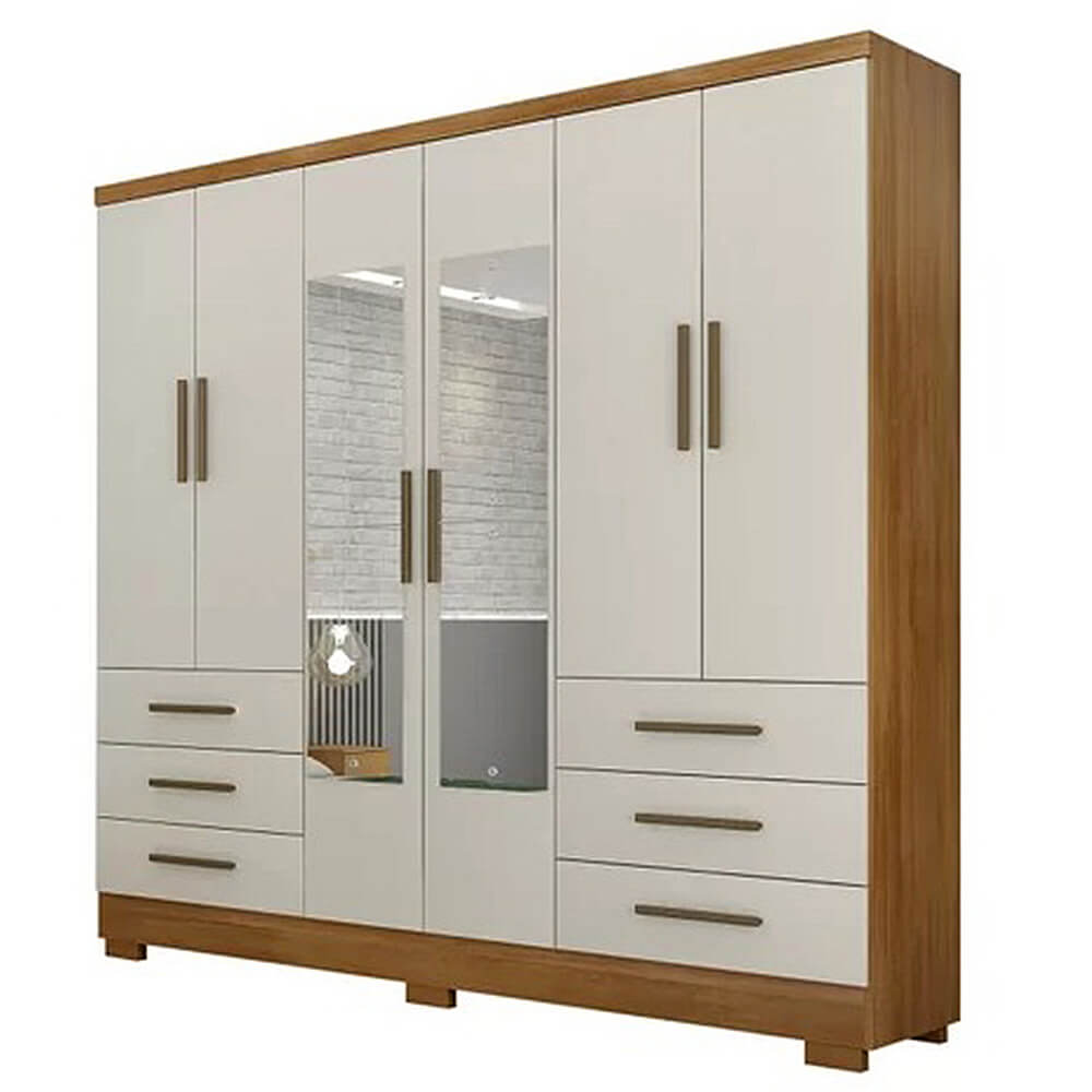 Guarda Roupa Encant Com Espelho Casal 6 Portas 6 Gavetas Novo Horizonte