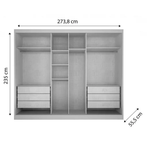 Guarda Roupa Sollo 1 Porta Toda Espelhada 100% MDF